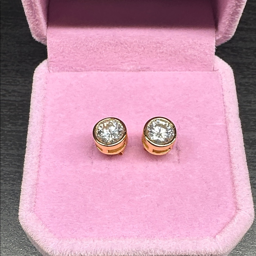 1ct Bezel Moissanite Studs